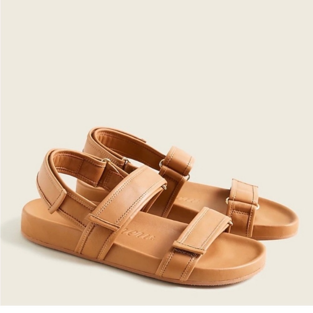 J. Crew Pacific tan leather strappy hook and loop sandals size 8